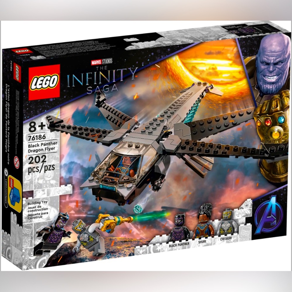 Lego Black Panther Dragon Flyer Set Marvel Studios- 8 and up 202 pieces